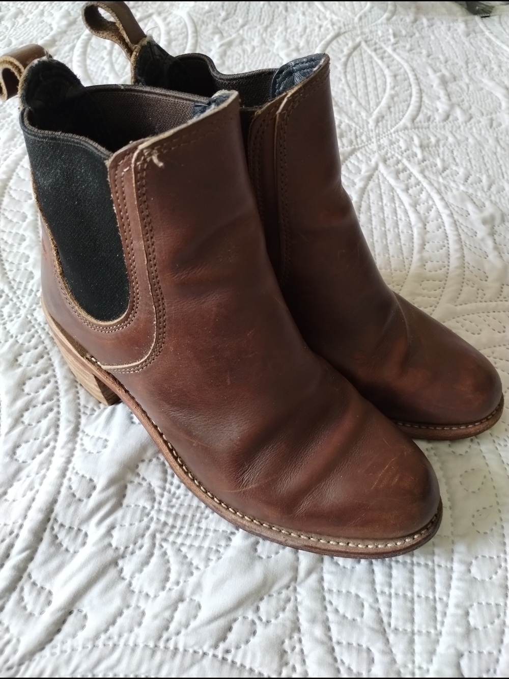 Red Wing Women’s Brown Leather Chelsea Booties with Elastic Side Panels
